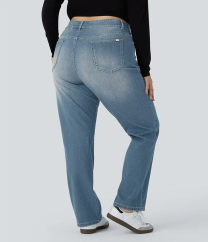 Halara Flex™ High Waisted Pockets Straight Leg Washed Casual Plus Size Jeans