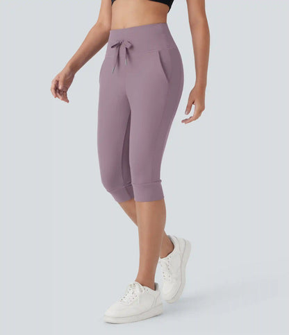SoftlyZero™ Plush High Waisted Drawstring Pocket Yoga Pedal Pusher Joggers