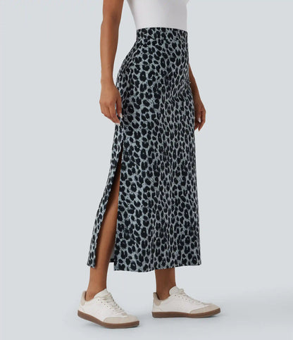 Halara UltraSculpt™ Leopard Print High Waisted Split Maxi Casual Skirt