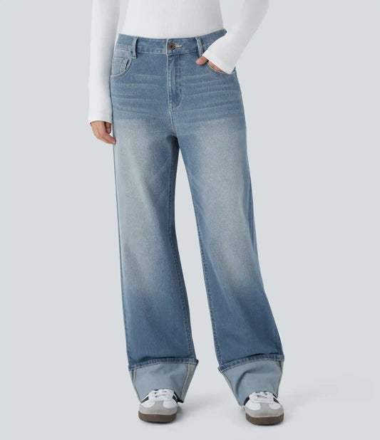 Halara Flex™ Low Rise Zipper Pockets Washed Casual Baggy Boyfriend Jeans