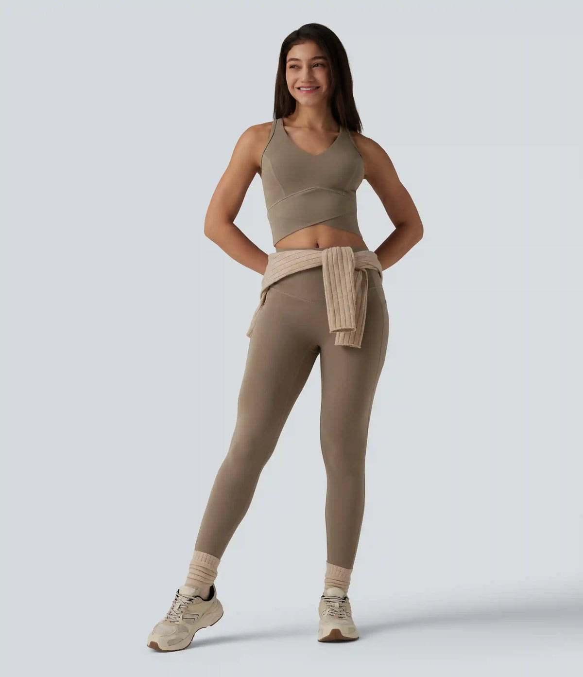 Halara UltraSculpt™ Medium Support V Neck Racerback Cropped Workout Tank Top