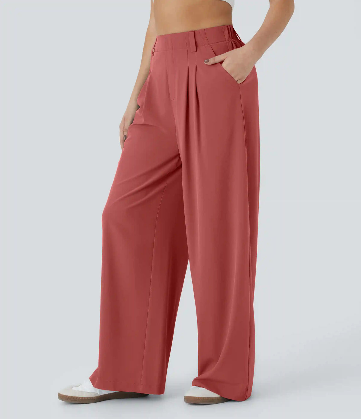Breezeful™ High Waisted Pocket Wide Leg Baggy Flowy Solid Palazzo Quick Dry Casual Pants