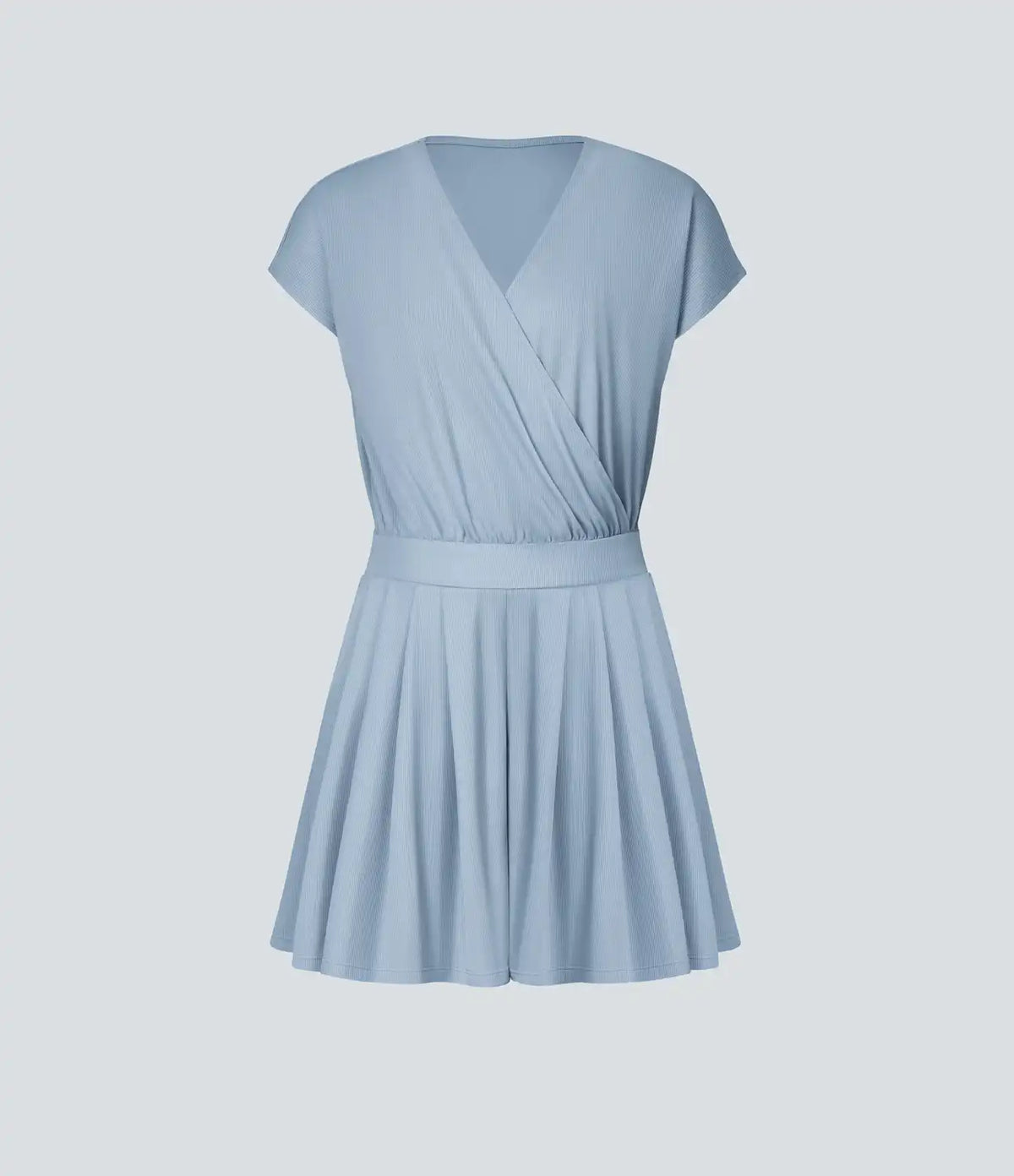 V Neck Short Sleeve Pocket Waffle Casual Romper