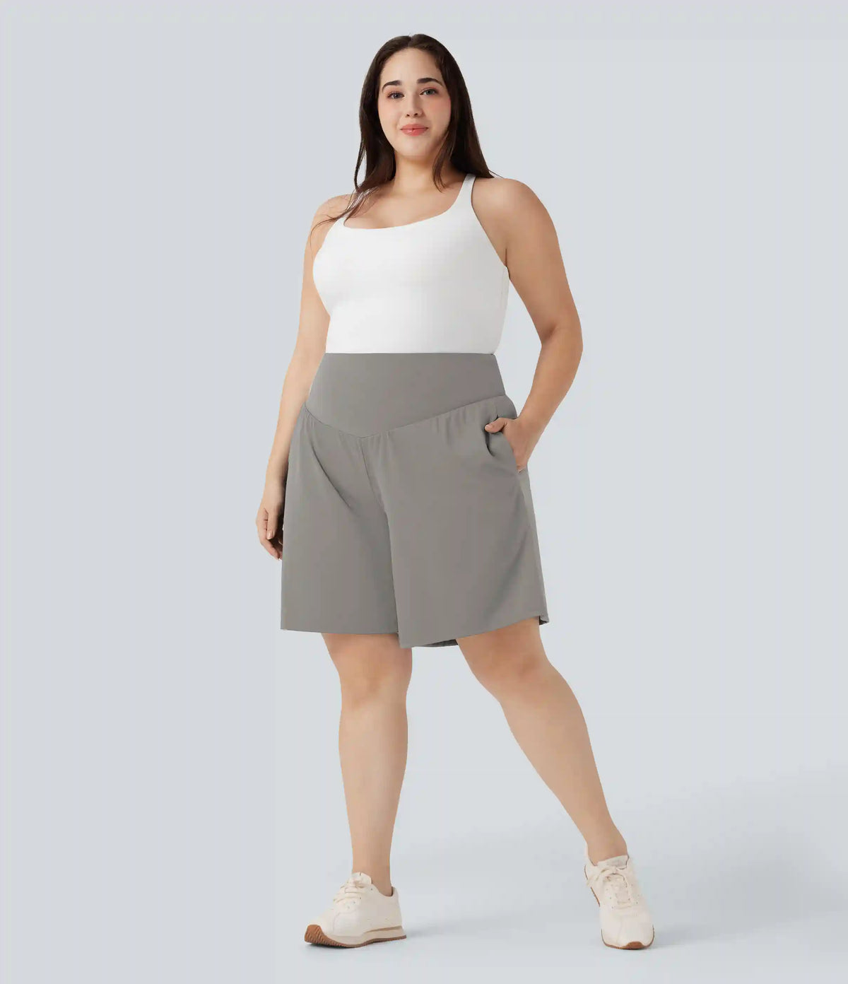Plus Size SoftlyZero™ Airy High Waisted InstantCool Yoga Bermuda Shorts with Pockets