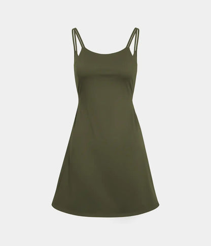 SoftlyZero™ Plush Double Straps 2-Piece Pocket Slip Dance Active Dress A-D Cups