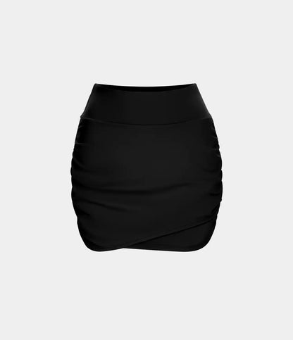 High Waisted Bodycon Pocket 2-in-1 Mini Ruched Casual Skirt