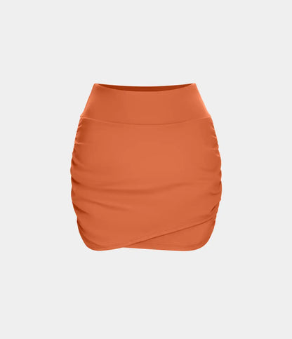 High Waisted Bodycon Pocket 2-in-1 Mini Ruched Casual Skirt